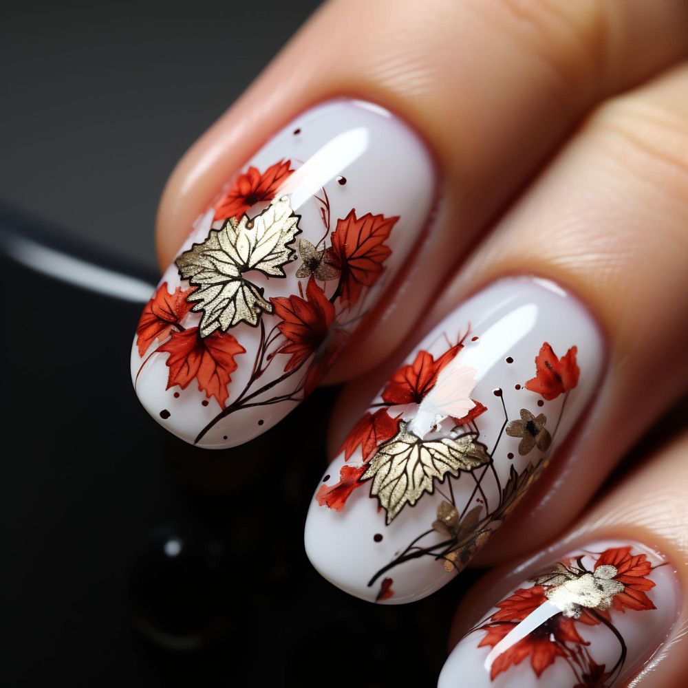 jesienny manicure w liście Freepik jesienny manicure w liście