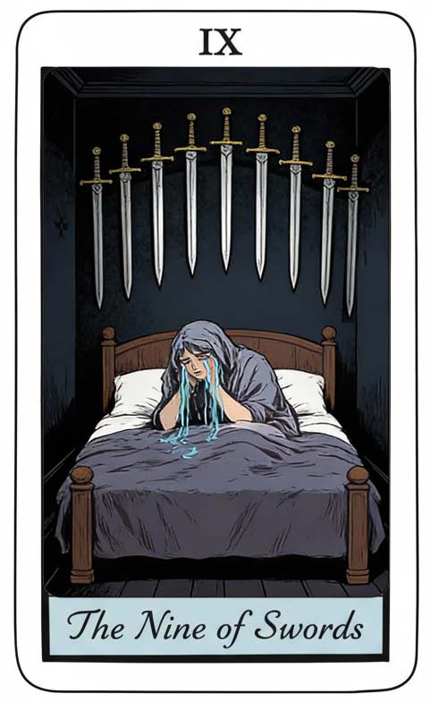 Waga: Karta 9 Mieczy oznacza zamartwianie się, napięcie i czarne scenariusze w kwietniu 2026